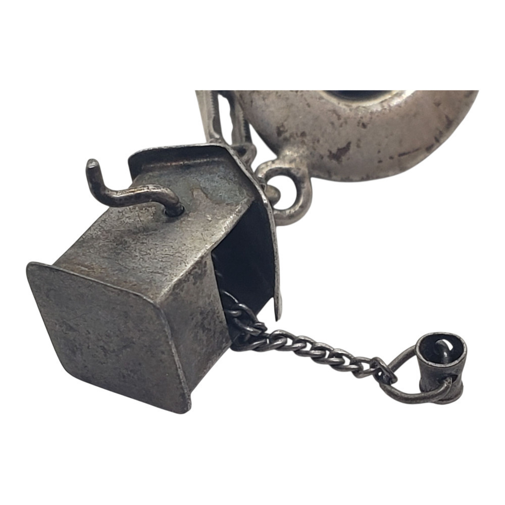 Vintage Sterling Silver Charm Bracelet Cowboy Nautical Scissors Ring Hat 7in - Picture 16 of 16